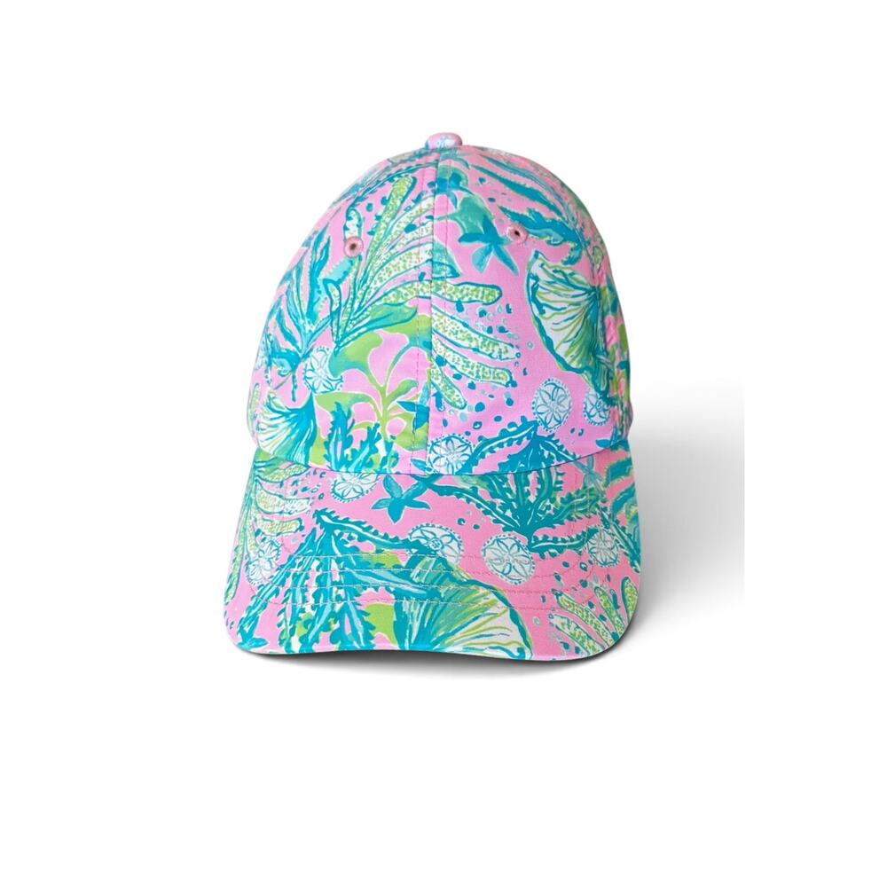 Lilly Pulitzer Run Around Baseball Hat Cap Pink And Blue Tropical Print - Picture 3 of 6